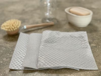 3 Swedish dishcloths sitting on a counter