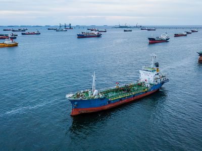 Aerial view Crude oil tanker