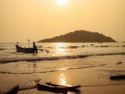 beach in Palolem, Goa, India at sunset