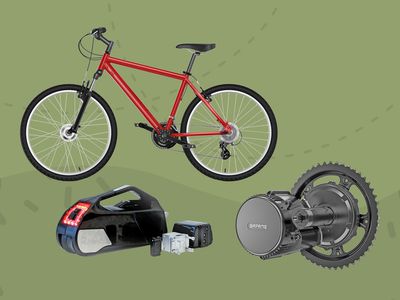 Collage of e-bike conversion kits we recommend on a green background