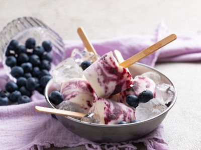 Blueberry ice cream popsicles