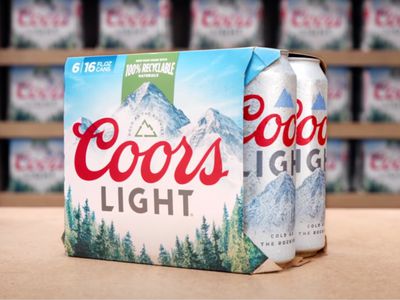 Coors Light six-pack in cardboard sleeve