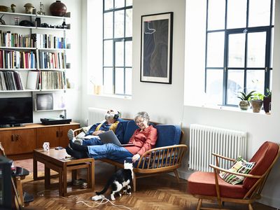 couple sitting in their living room