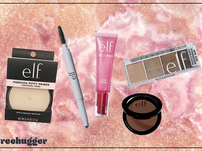 various e.l.f. cosmetic products including eyeshadow eye brow and putty primer