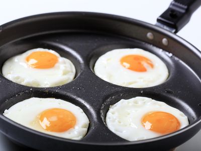 Four fried eggs