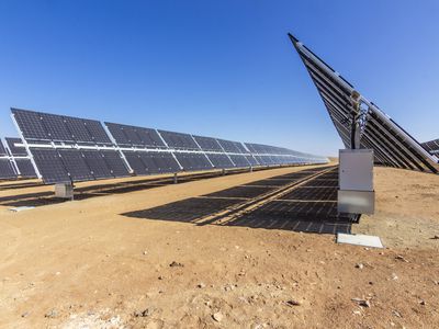 Bifacial solar panels in the Atacama Desert in Chile