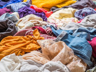 A pile of colorful fabrics.