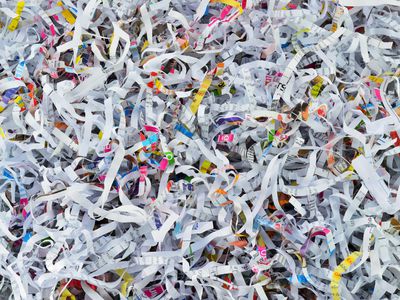 Close-up pile of shredded paper