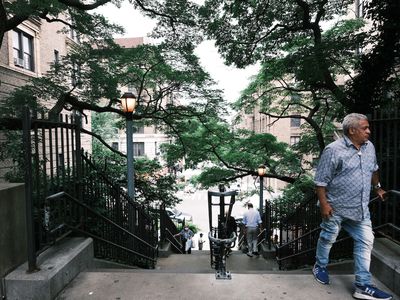 A man walking through a park