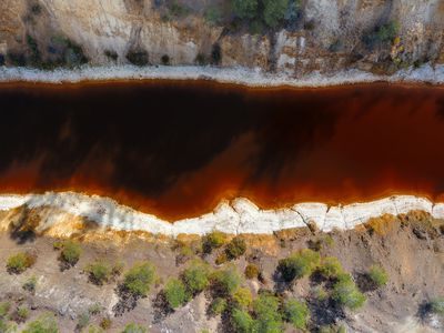 Acid mine drainage and toxic water in abandoned pyrite mine