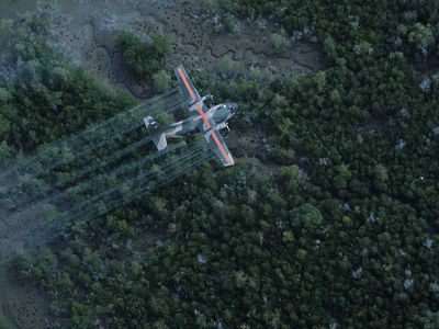 A U.S. Air Force plane spraying Agent Orange over Vietnam, May, 1970