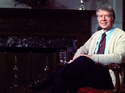 Jimmy Carter during fireplace chat