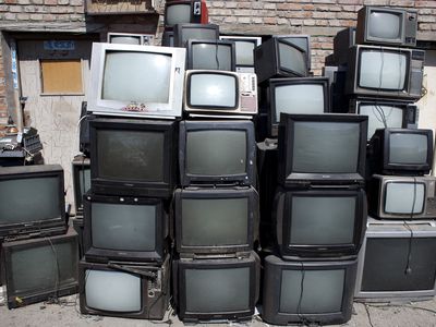 old television sets await recycling in China