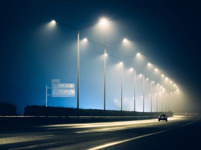 Street lights at night on highway