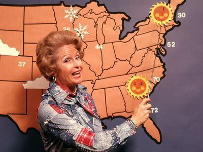 Woman weather forecaster in the 1970s