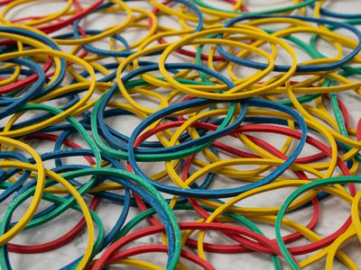 loose pile of brightly colored rubber bands