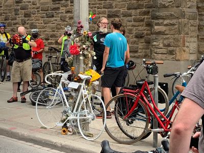 Ghost bike being installed