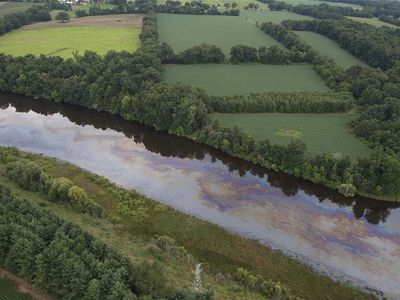 Aerial view of the Kalamazoo River oil spill