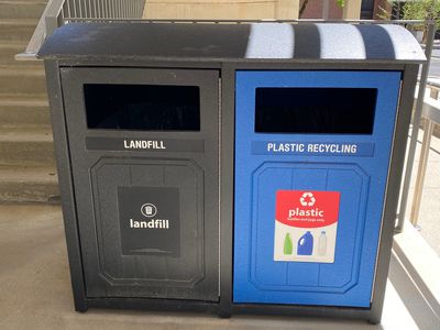 trash and recycling bins at Georgia Tech