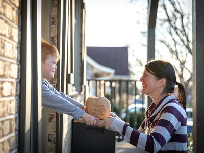 neighbors exchange bread