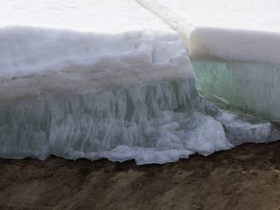 permafrost in the snow high icy land,