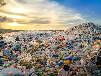 high angle view of plastic pollution