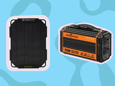 Collage of solar power banks we recommend on a blue background