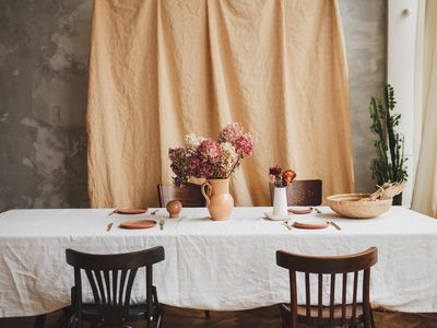 vintage table with rustic dishes