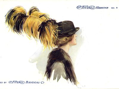 Woman wearing a hat with ostrich feather