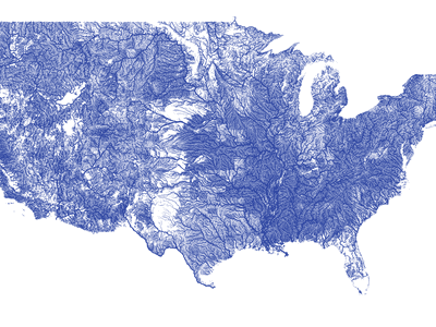 Map of rivers in the contiguous United States